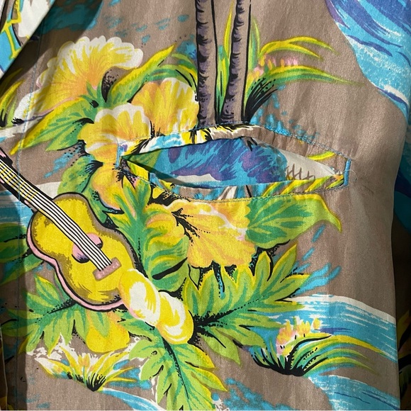 Anne Pinkerton surfer print silk vintage shirt women’s M - Picture 2 of 13